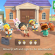 A screenshot of the new group stretching feature in Animal Crossing using button controls.